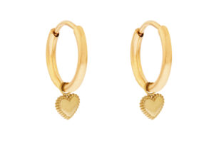 Oorbellen groot met hanger gestippeld hartje