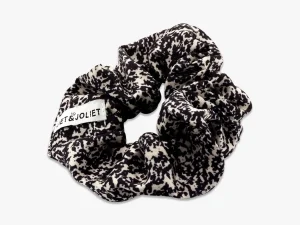 Scrunchie satin zwart/wit
