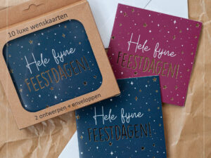 KP® Kerstkaarten 12x12cm - Hele fijne Feestdagen - 5x2 dessins + envelop