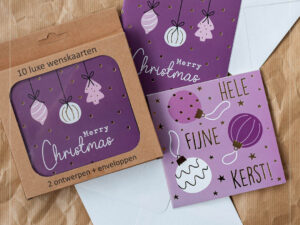 KP® Kerstkaarten 12x12cm - Merry christmas - 5x2 dessins + envelop