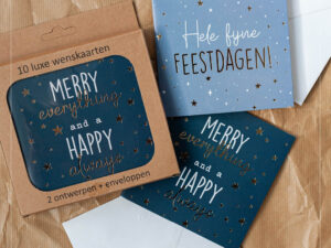 KP® Kerstkaarten 12x12cm - Merry Christmas - Happy always - 5x2 dessins + envelop