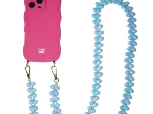 Hartvormig telefoonsnoer lang glanzend blauw