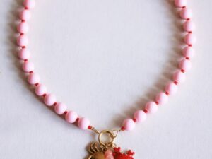 Kralen ketting met miyuki's - lichtroze/rood