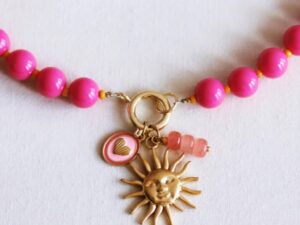 Kralen ketting met miyuki's - fuchsia/oranje