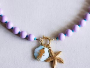 Kralen ketting met miyuki's - lila/aqua